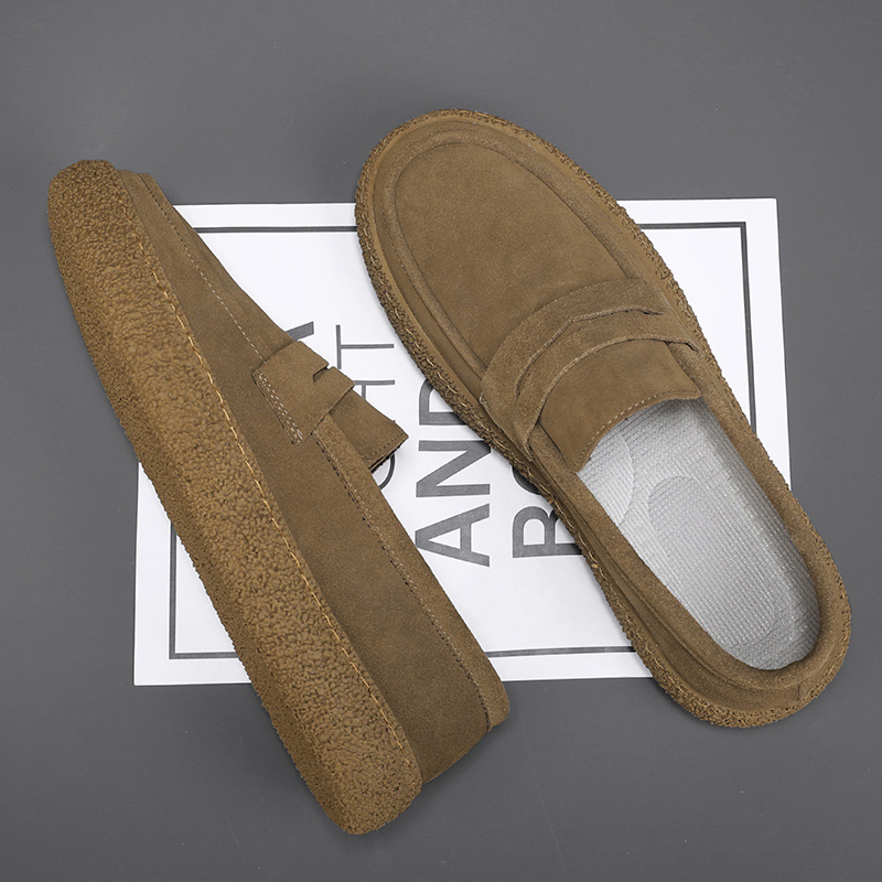 メンズ スリッポン 厚底プラットフォーム革靴風カジュアルローファー