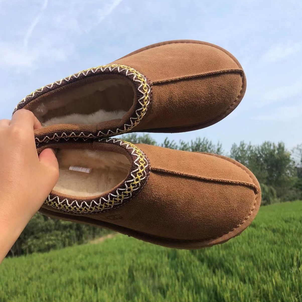 メンズ スリッポン スエード調ボア付き暖かメンズスリッポン