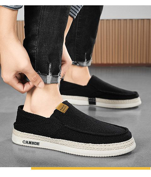 メンズ スリッポン 通気性抜群メッシュ編み込みデッキシューズ風スリッポン