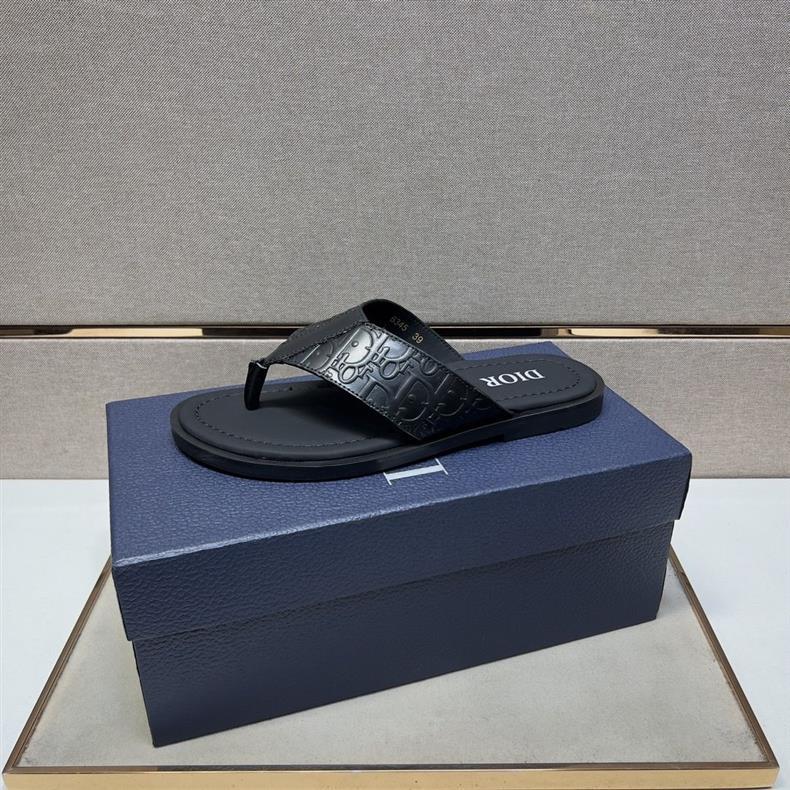 メンズ スリッポン 型押しレザートングサンダル