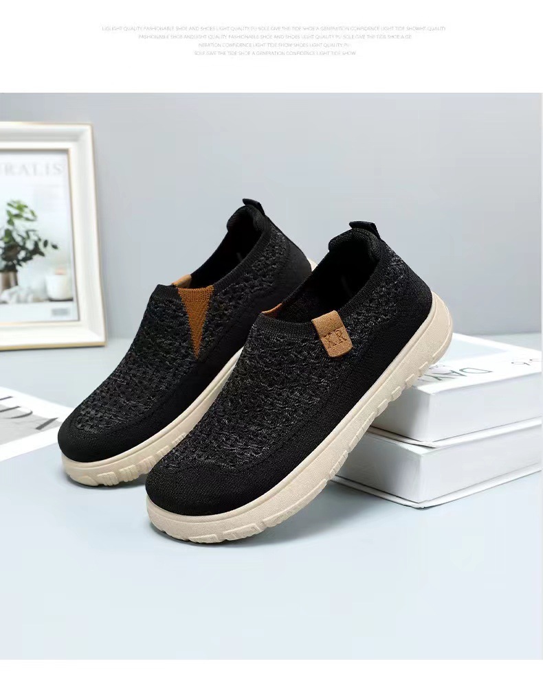 メンズ スリッポン 編み込みデザイン軽量キャンバススニーカー