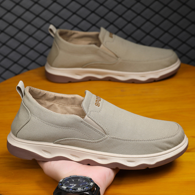 メンズ スリッポン 厚底ソール キャンバス地 カジュアルスリッポン