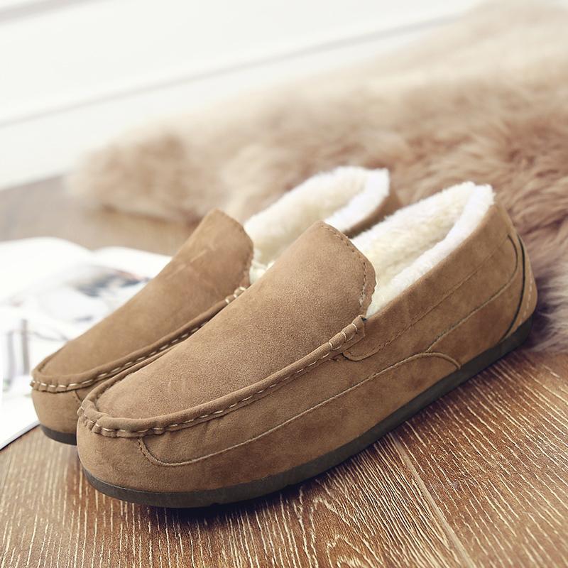 メンズ スリッポン 裏ボア付き暖かモカシン型メンズスリッポン