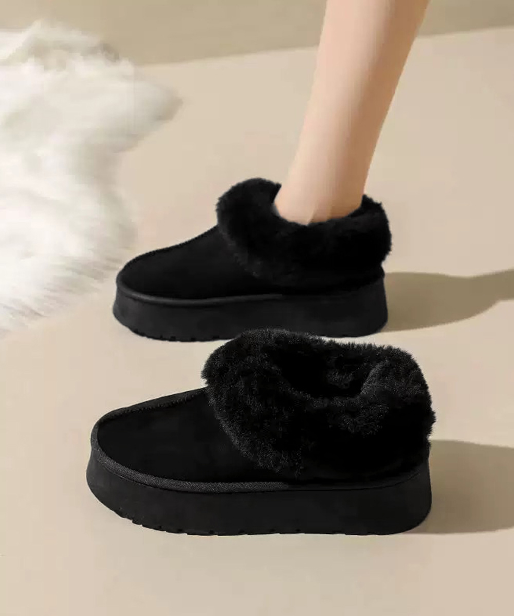 レディース厚底ムートンブーツ もこもこスリッポン