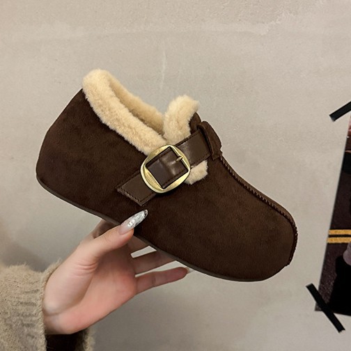 レディース ムートン調ボア スリッポン 軽量暖かい冬靴