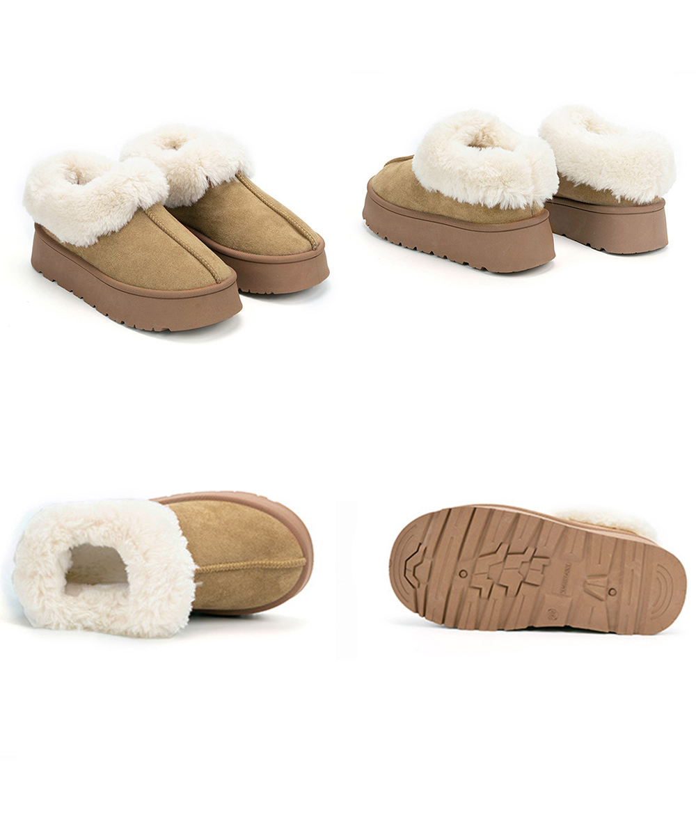 レディース厚底ムートンブーツ もこもこスリッポン