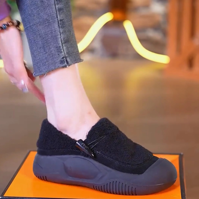 レディース 厚底 ボア スリッポン 暖かい 軽量 冬靴