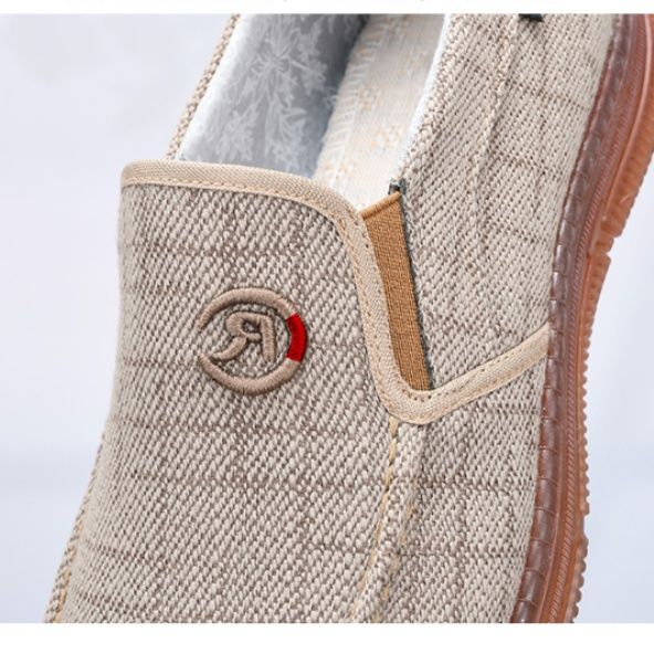  軽量麻素材カジュアルスリッポン紳士靴