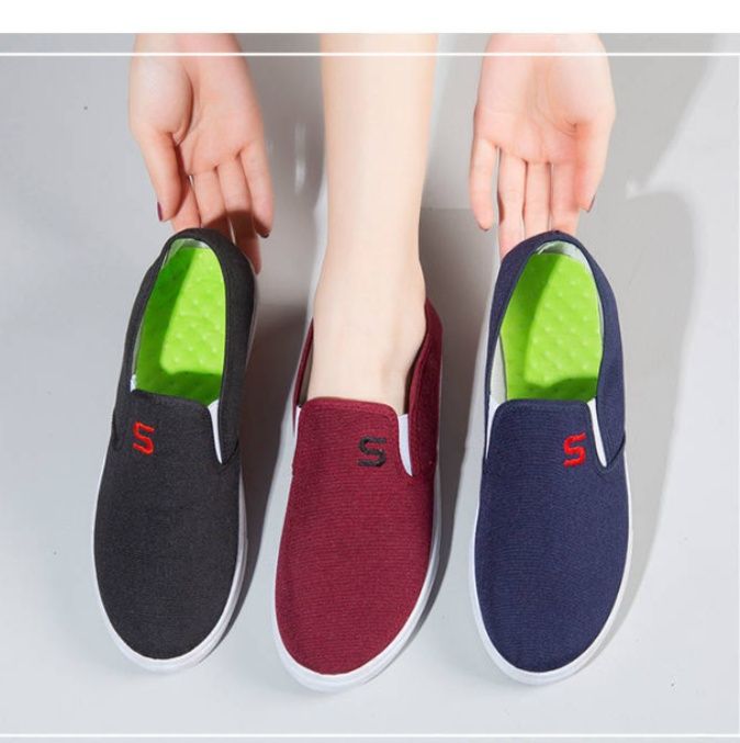 スリッポン シンプルロゴ刺繍キャンバススリッポン