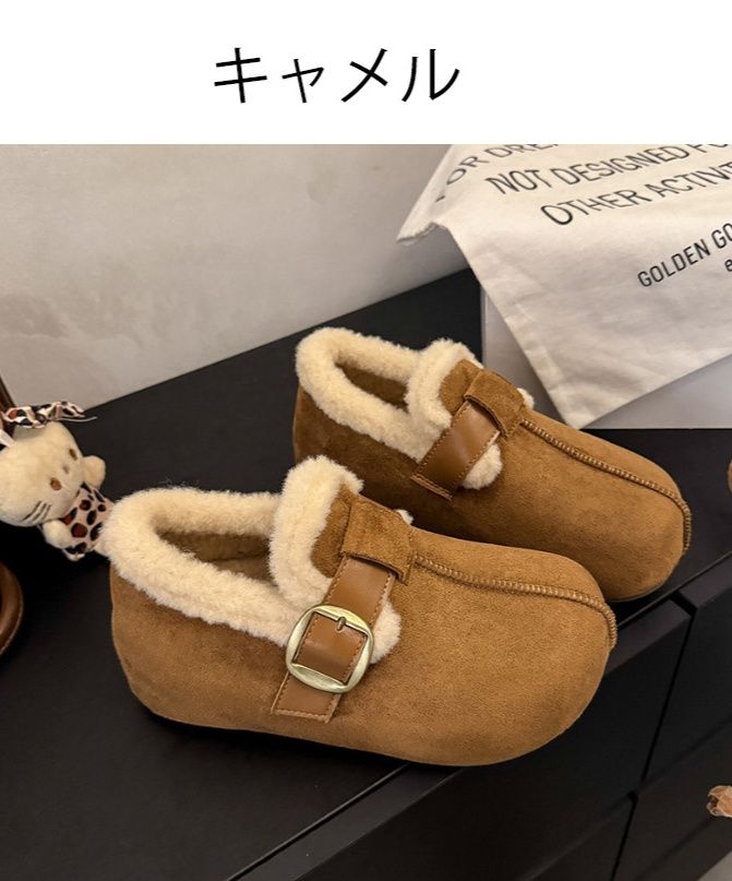 レディース ムートン調ボア スリッポン 軽量暖かい冬靴
