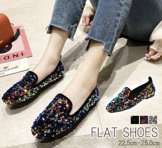 スリッポン レディース 華やかスパンコールスリッポン