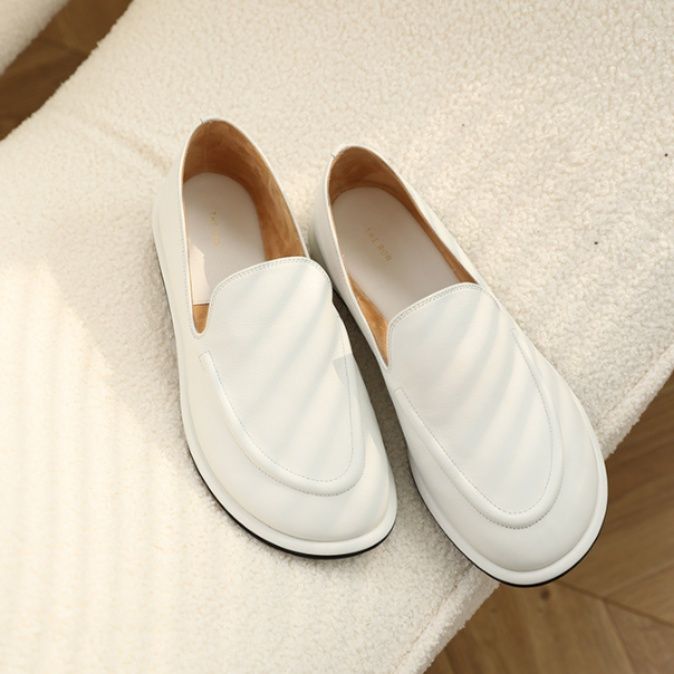 スリッポンレディース シンプルローファー風レザー調スリッポン