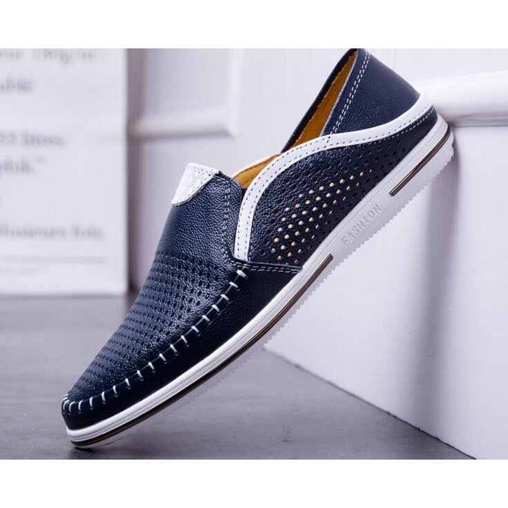 メンズ通気性デッキシューズ スリッポン春夏軽量靴