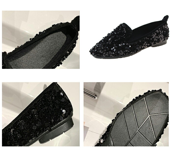 レディース キラキラ スパンコール スリッポン 歩きやすい靴