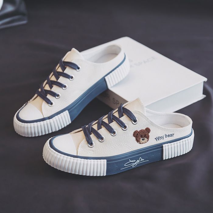 レディース スリッポン 熊柄 カジュアル 靴