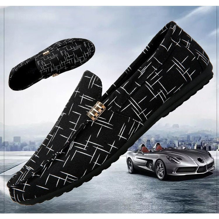 メンズ ローファー スリッポン 幾何学模様 合成革靴