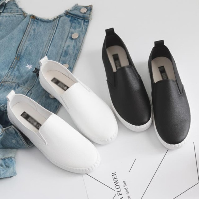 レディース スリッポン 軽量 平底 カジュアル シューズ