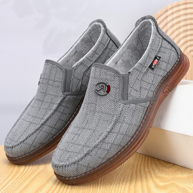  軽量麻素材カジュアルスリッポン紳士靴