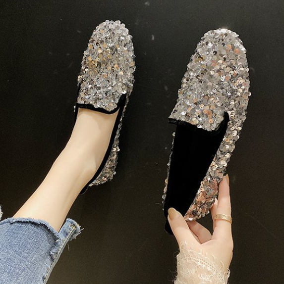 スリッポン レディース 華やかスパンコールスリッポン