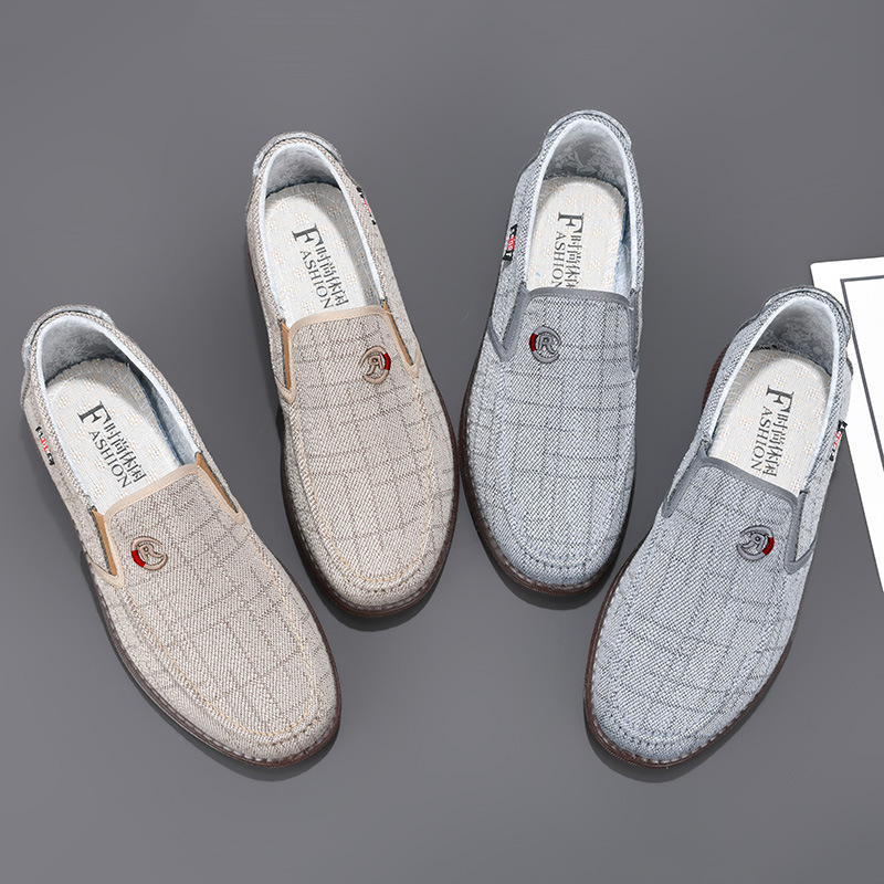  軽量麻素材カジュアルスリッポン紳士靴