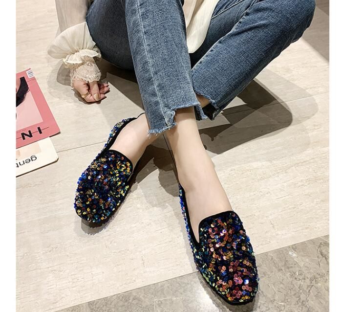 レディース キラキラ スパンコール スリッポン 歩きやすい靴