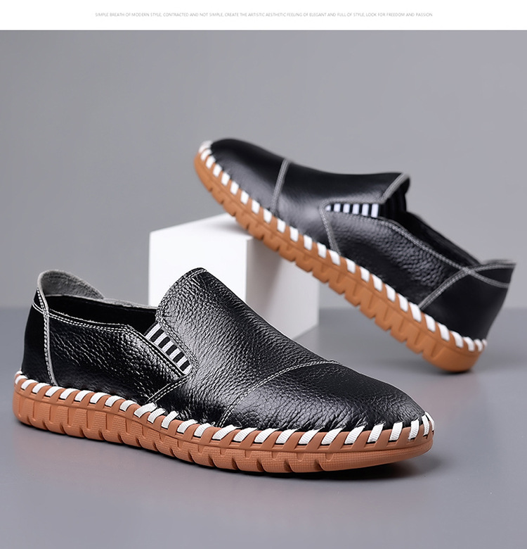 メンズ本革軽量スリッポン靴カジュアルローファー