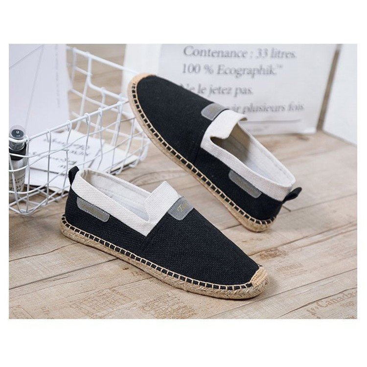 メンズ亜麻素材エスパドリーユ風スリッポン