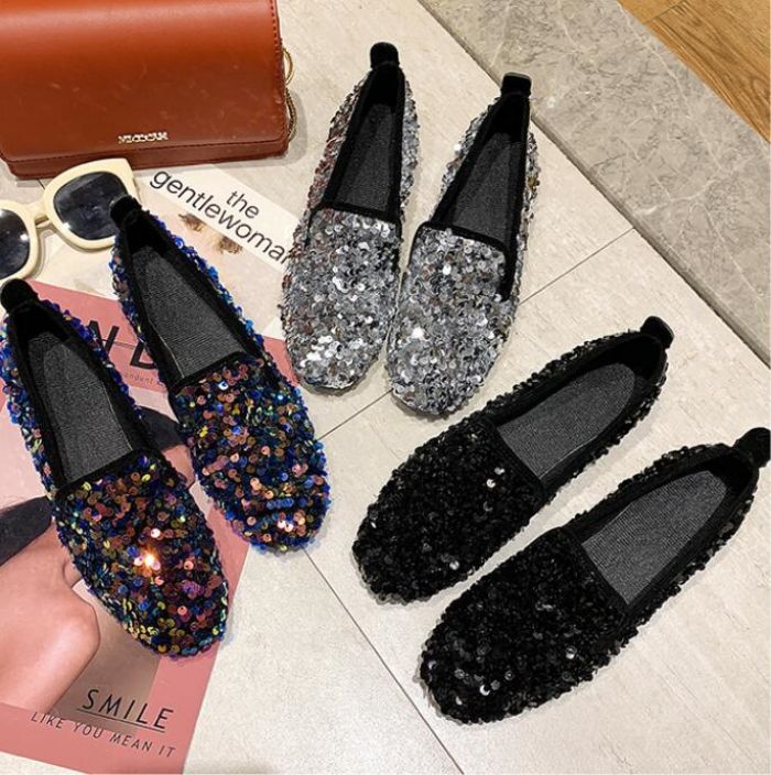 レディース キラキラ スパンコール スリッポン 歩きやすい靴