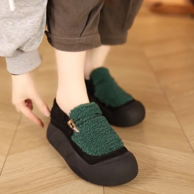 レディース 厚底 ボア スリッポン 暖かい 軽量 冬靴