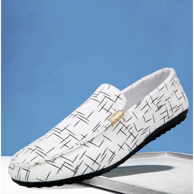 メンズ ローファー スリッポン 幾何学模様 合成革靴