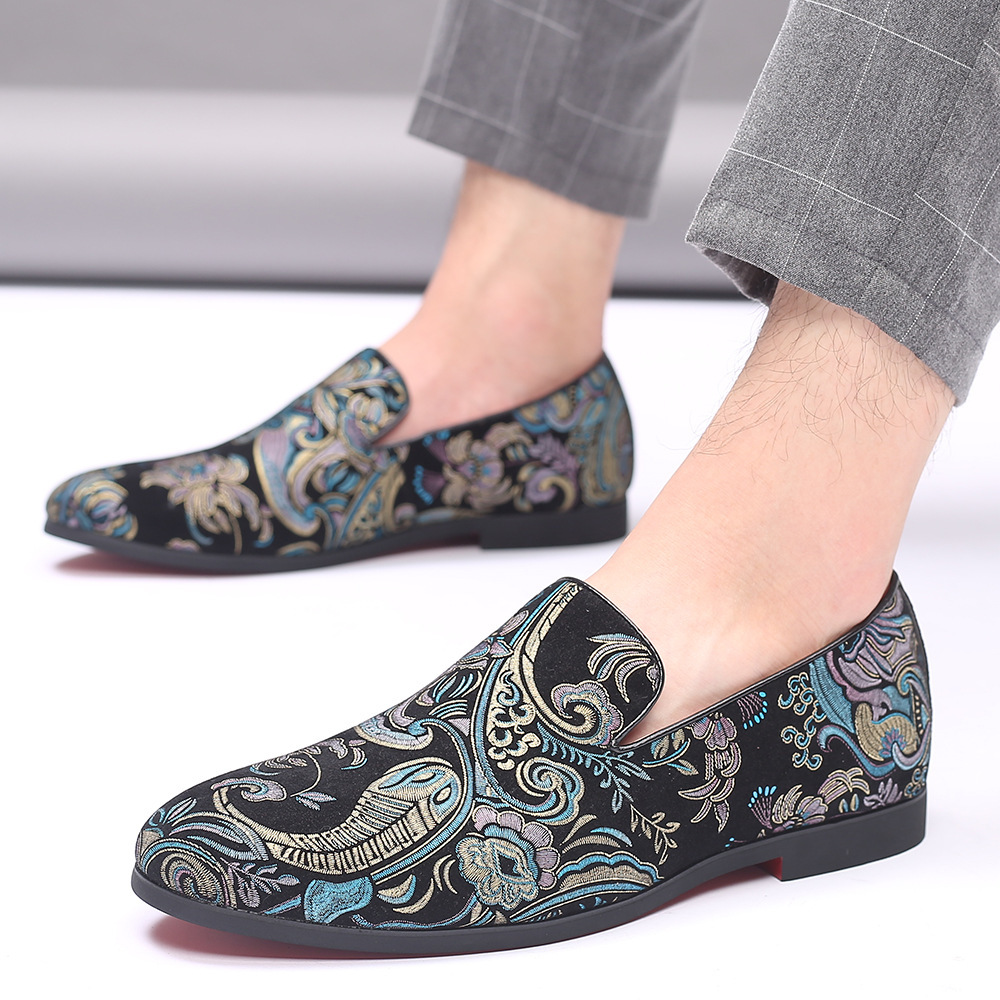 スリッポン 華やか刺繍紋様メンズスリッポン