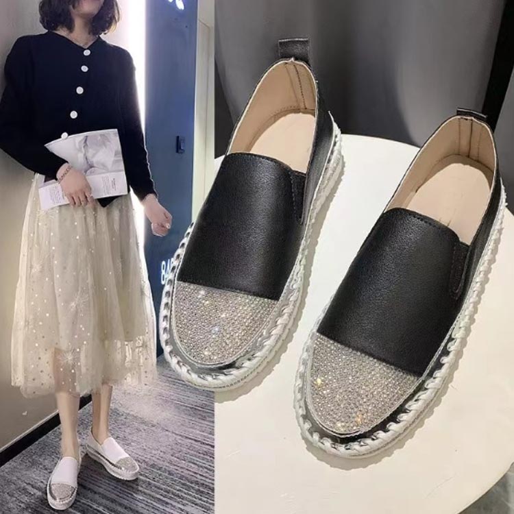 夏用キラキラ厚底スリッポンレディース靴