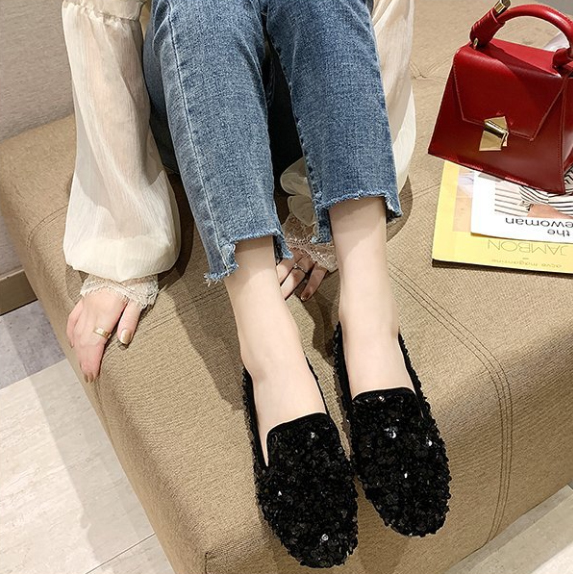 スリッポン レディース 華やかスパンコールスリッポン