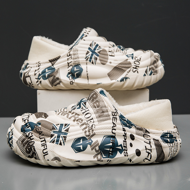 立体模様デザイン裏ボア付き軽量スリッポン