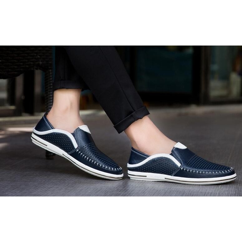 メンズ通気性デッキシューズ スリッポン春夏軽量靴