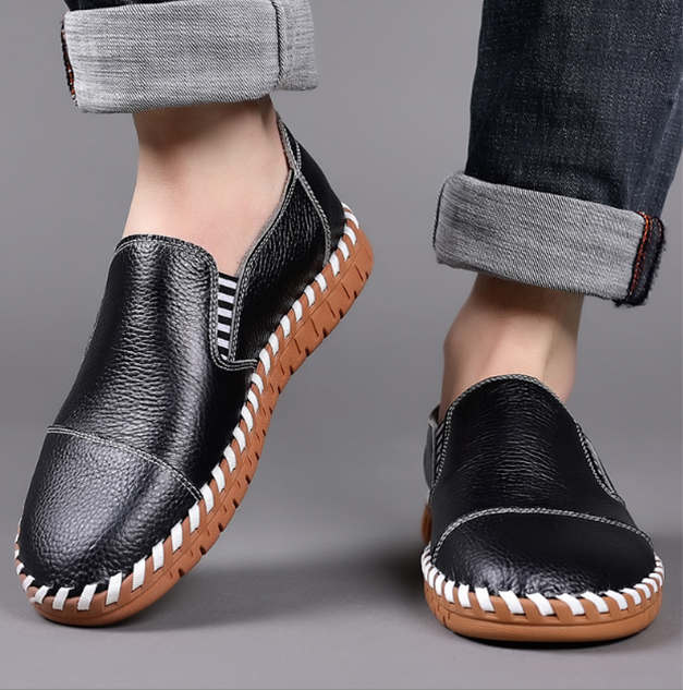メンズ本革軽量スリッポン靴カジュアルローファー