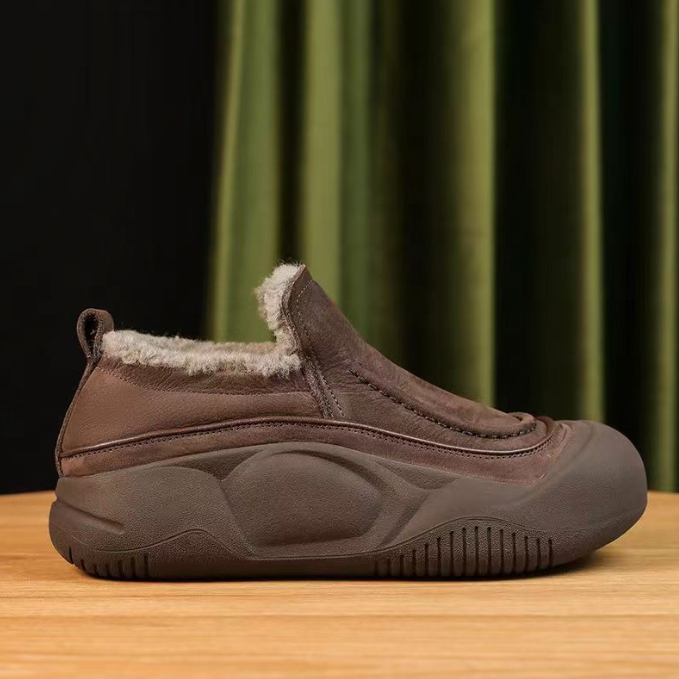 レディース ボア付きスエード調スリッポン もこもこ裏ボア 幅広設計