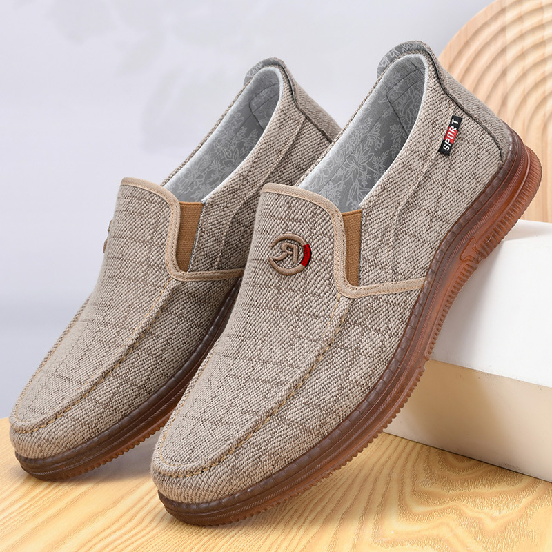  軽量麻素材カジュアルスリッポン紳士靴