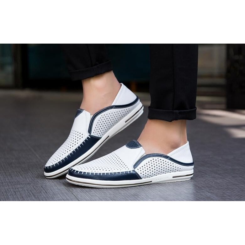 メンズ通気性デッキシューズ スリッポン春夏軽量靴