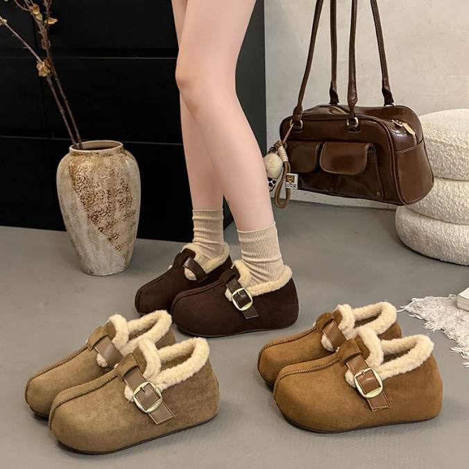 レディース ムートン調ボア スリッポン 軽量暖かい冬靴