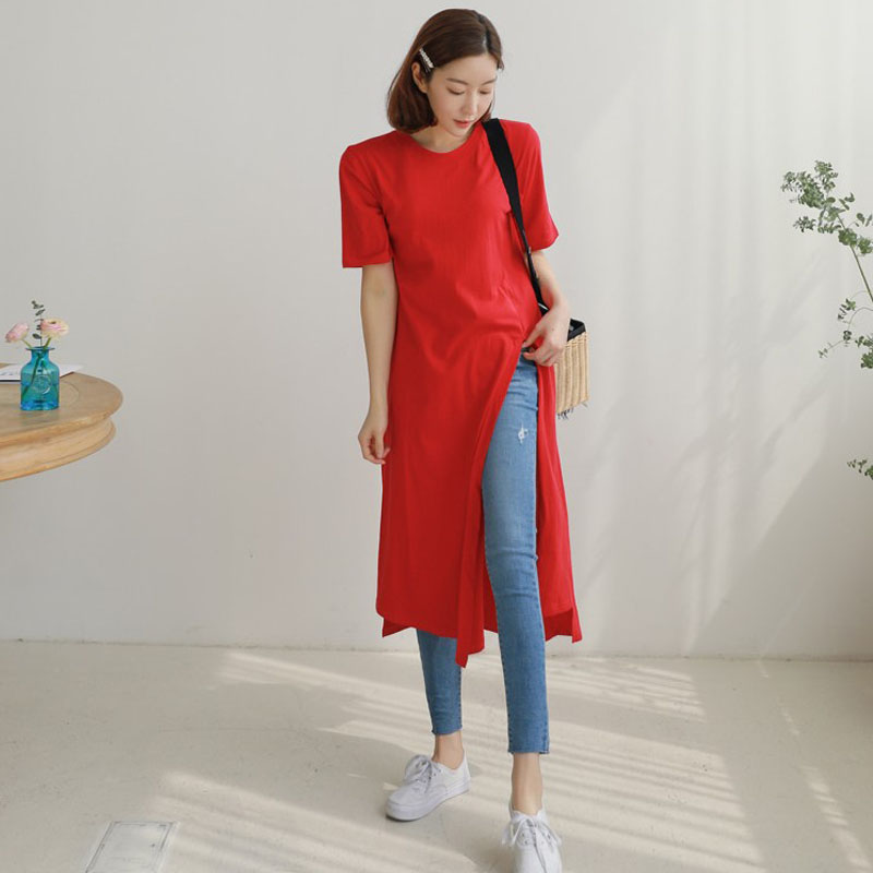 スリットスカート 上品サイドスリットワンピース