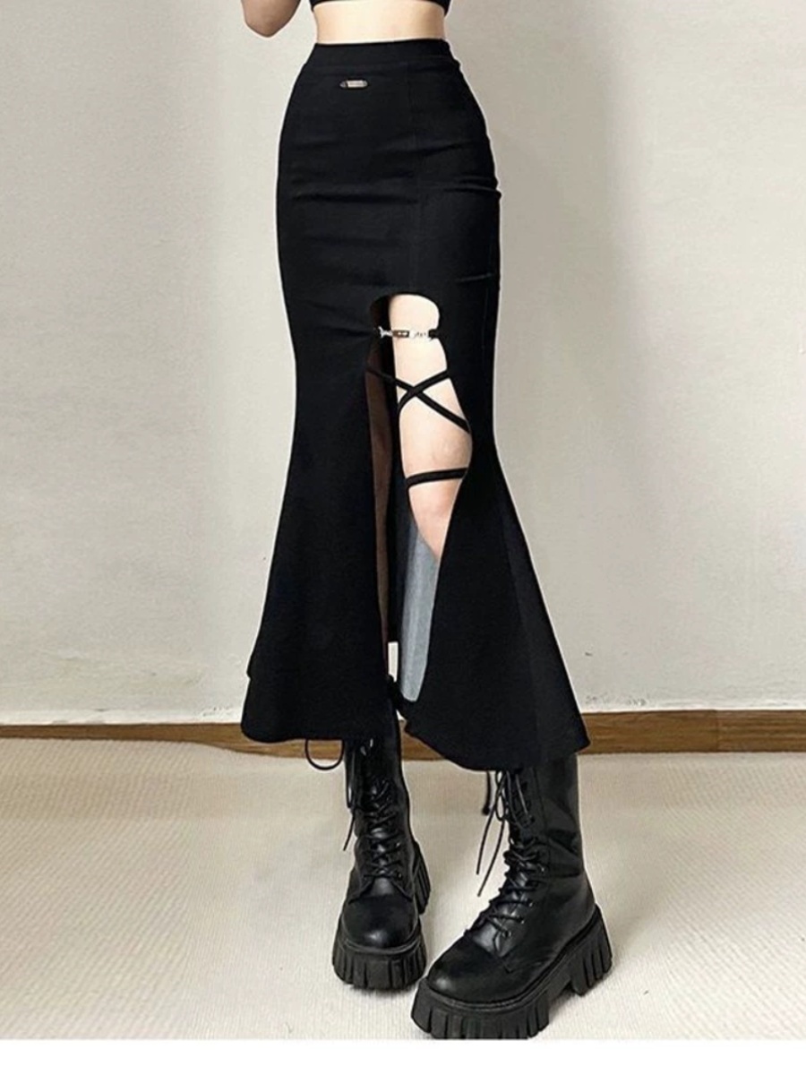 スリットスカート 編み上げ魅惑の人魚姫スカート