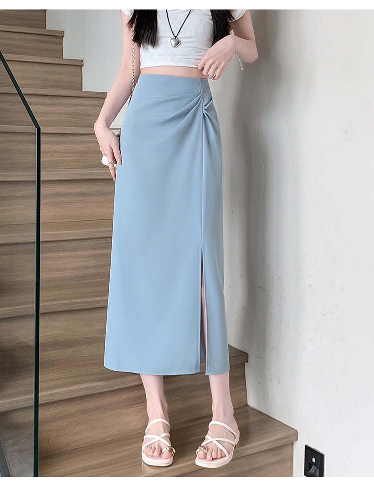 スリットスカート シンプル美脚タックスリット膝下スカート