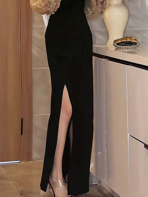 スリットスカート 優美なシルエット スリットロングスカート