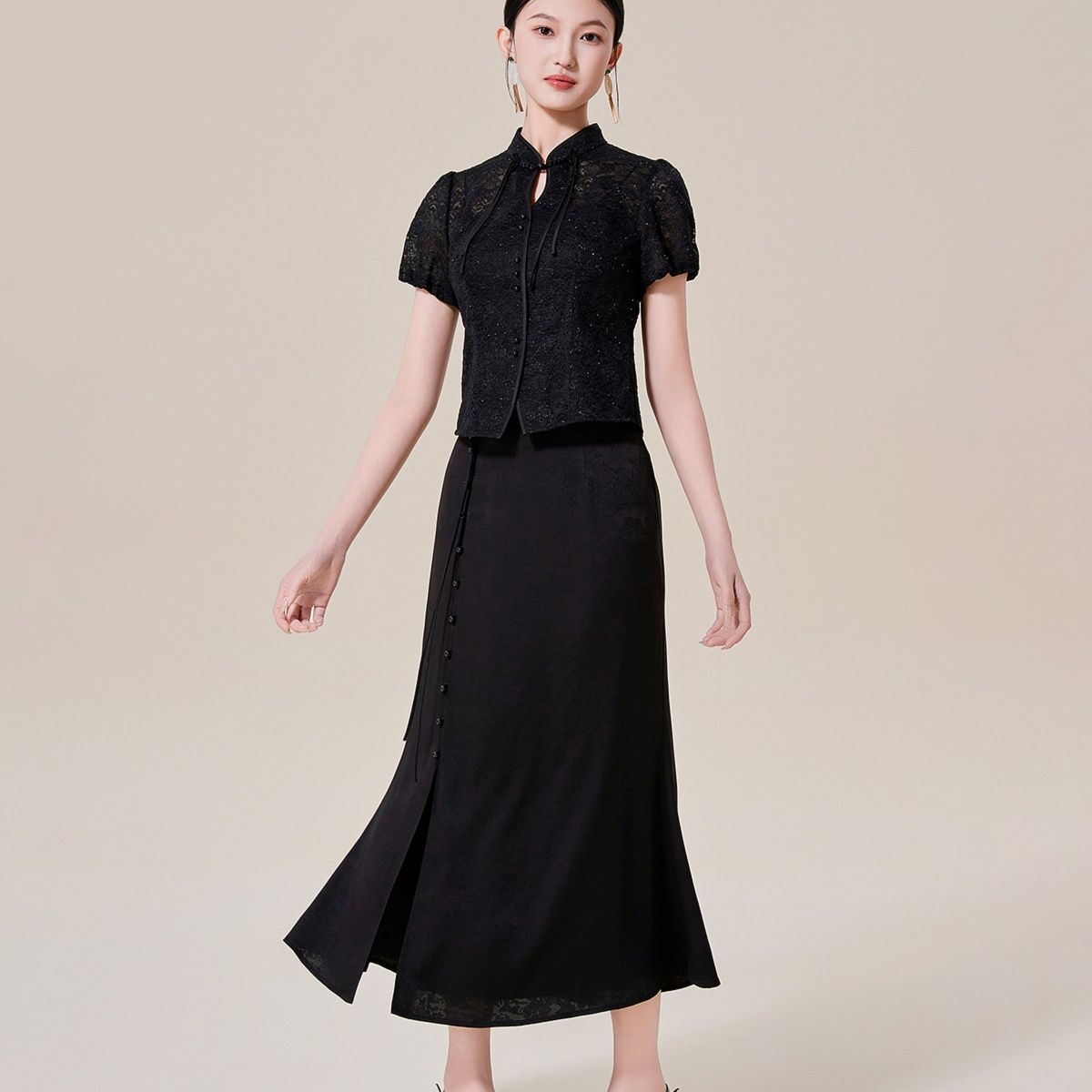 スリットスカート レース調セパレートマーメイドスカート