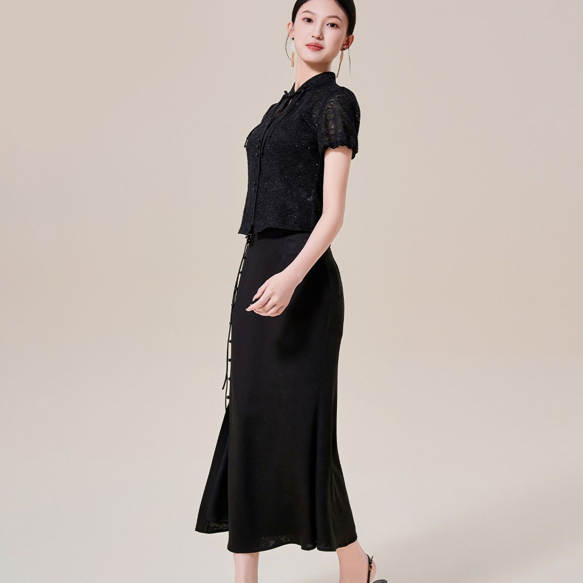 スリットスカート レース調セパレートマーメイドスカート
