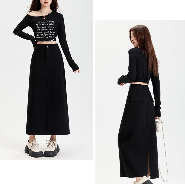 スリットスカート 洗練シルエット スリットロングスカート