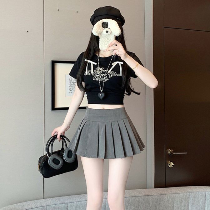 スリットスカート サイドスリットプリーツミニスカート