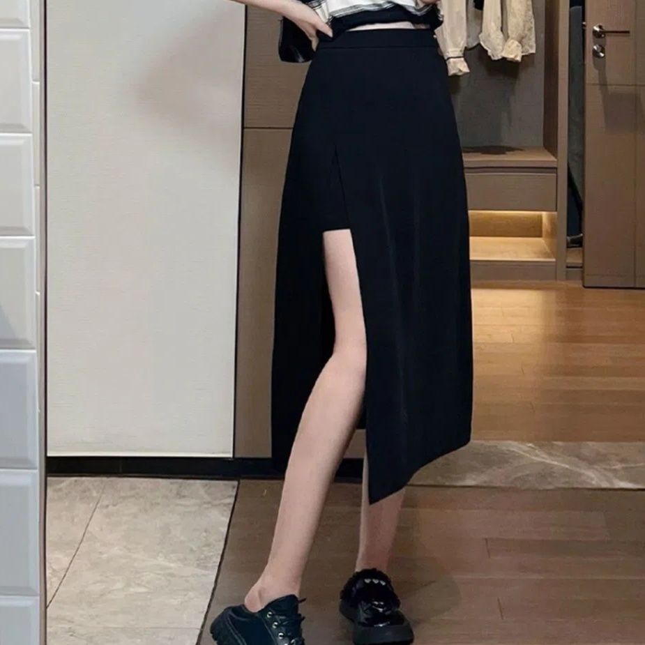 スリットスカート 大胆スリット レイヤードスカート