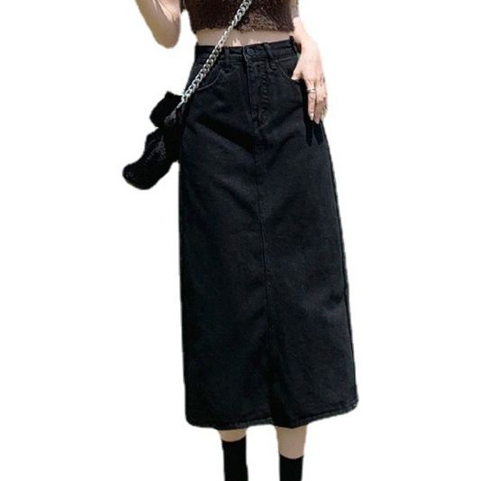 スリットスカート シンプル後ろスリット入りロングスカート